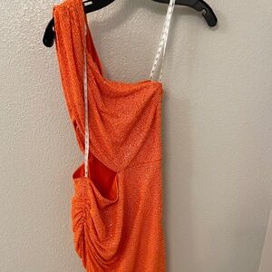 SHO By Todashi Shoji Orange One Shoulder Sequin Mini Dress Size 8